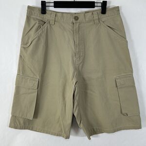 DC Shoes Cargo Shorts Mens Size 34 (32x11 Actual) Tan Khaki Twill Patch Logo Y2K